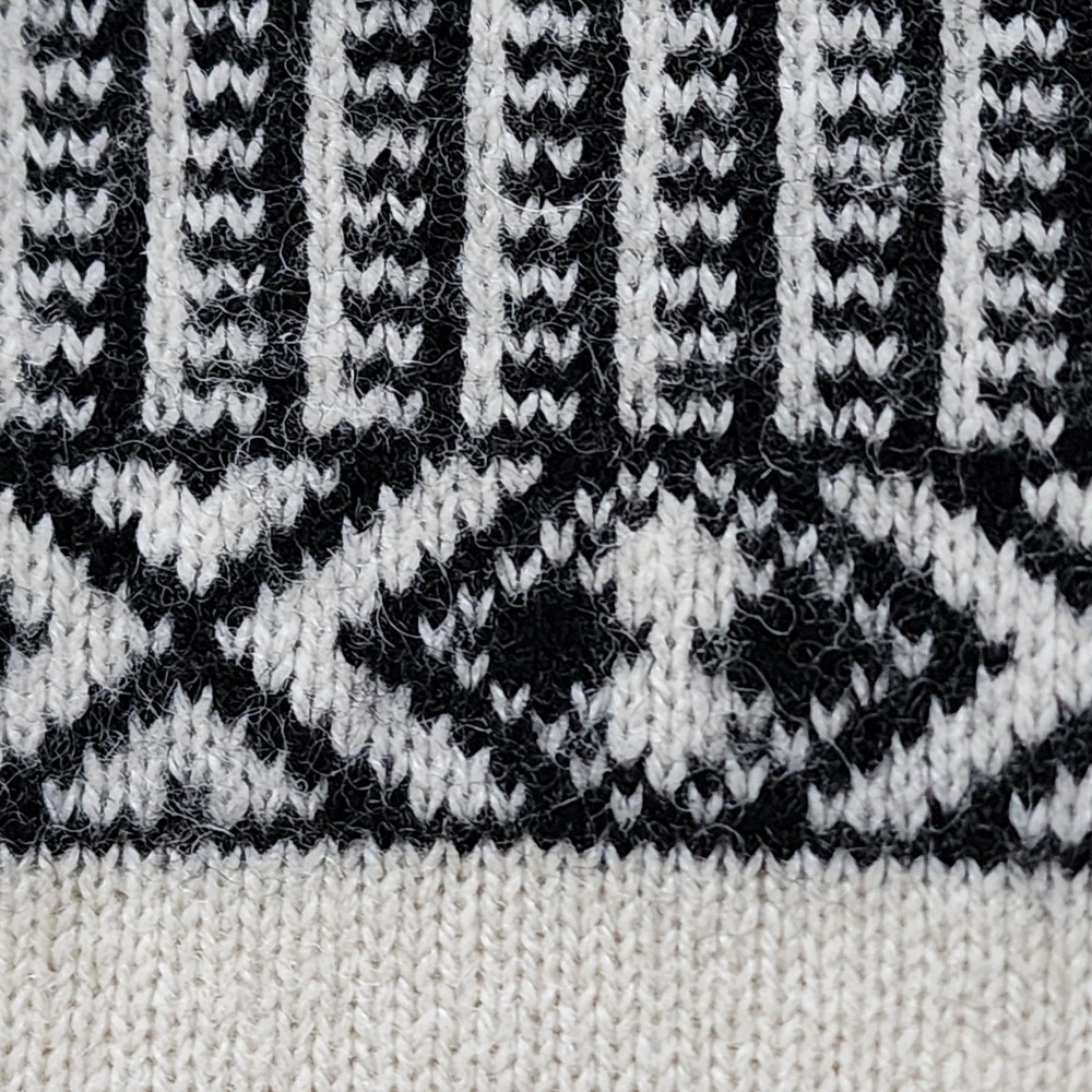 H&M Fair Isle Crewneck Sweater Mens Large Cream Black Wool Blend‎ Knit Geometric - Picture 11 of 12